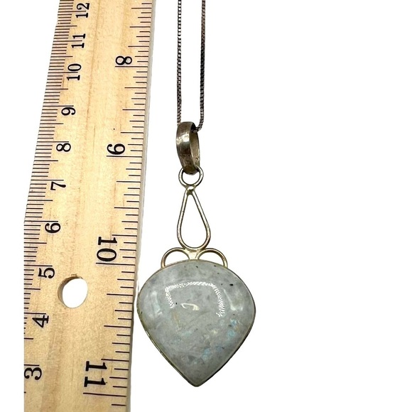 Handcrafted 925 Sterling Silver Moonstone Pendant Necklace.  A55 - Picture 7 of 9